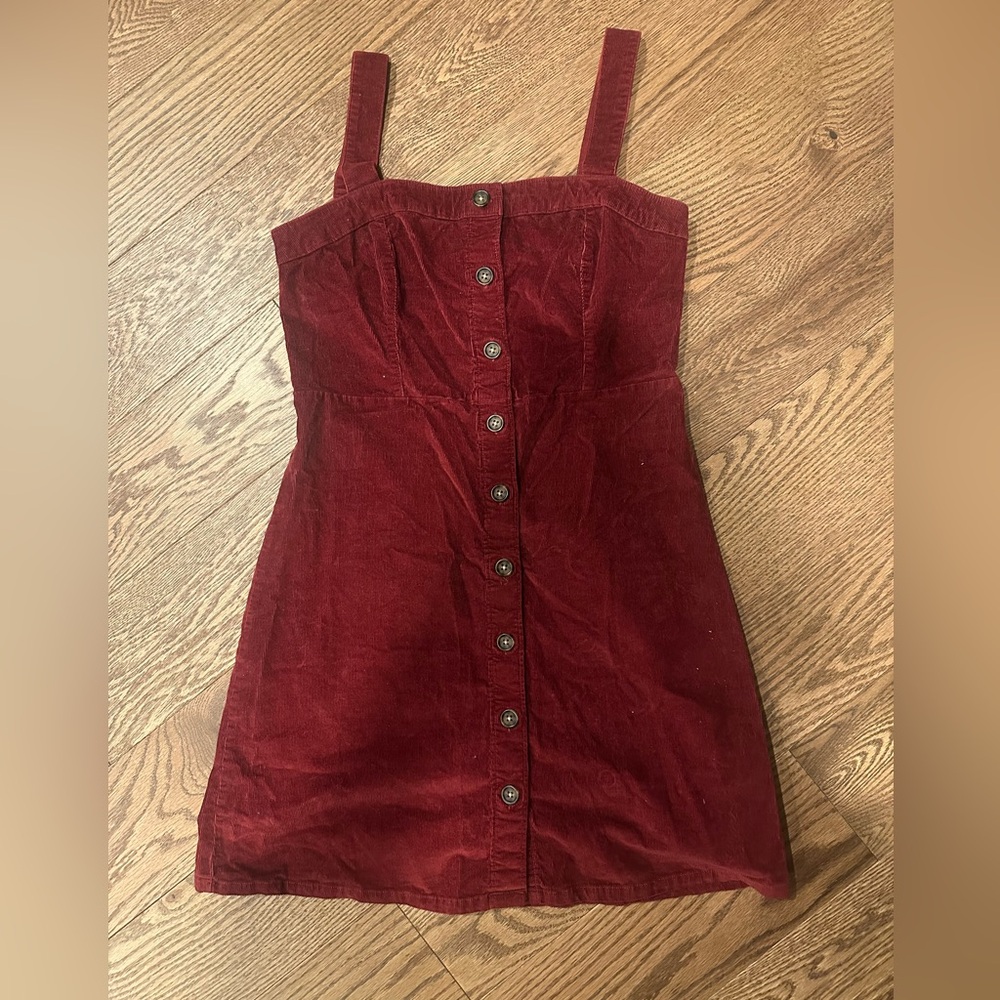 Hollister Burgundy Corduroy Button-Front Mini Dress